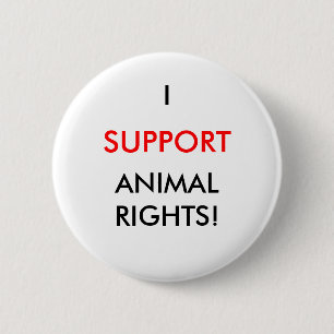 Badge Rond 5 Cm Bouton de droits des animaux, blanc
