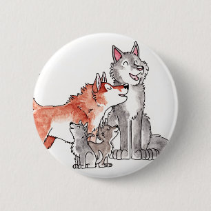 Badge Rond 5 Cm Bouton de famille de loup