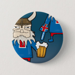 Badge Rond 5 Cm Bouton de fan de Viking d'islandais