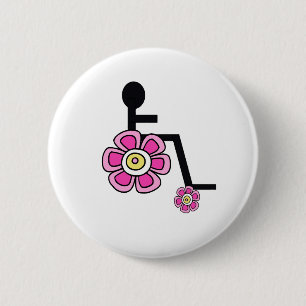 Badge Rond 5 Cm Bouton de fauteuil roulant de flower power
