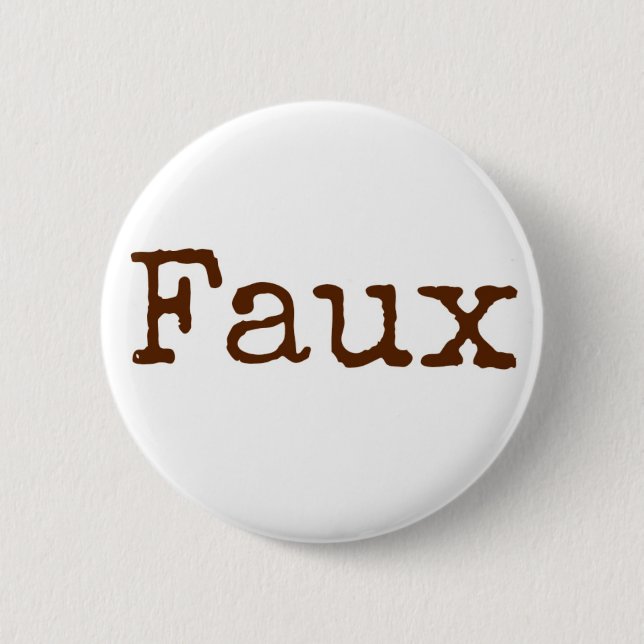 Badge Rond 5 Cm Bouton de Faux (brun) (Devant)
