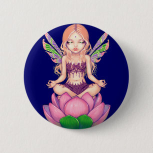 Badge Rond 5 Cm Bouton "de fée de Lotus"