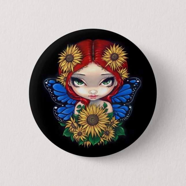 Badge Rond 5 Cm Bouton "de fée de tournesol" (Devant)