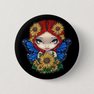 Badge Rond 5 Cm Bouton "de fée de tournesol"