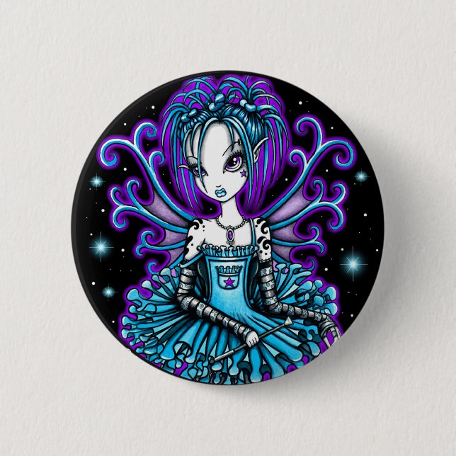 Badge Rond 5 Cm Bouton de fée de tutu de libellule de joueur de (Devant)