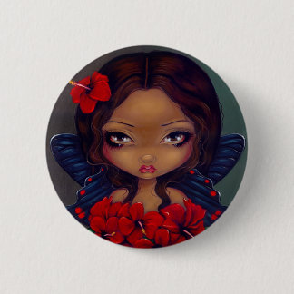 Badge Rond 5 Cm Bouton "de fée rouge de ketmie"