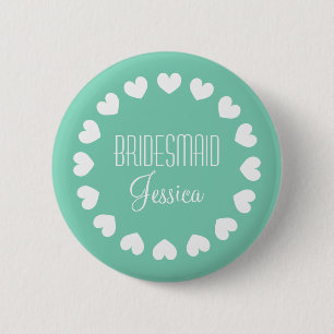 Badge Rond 5 Cm Bouton de femme de chambre verte à la menthe avec 