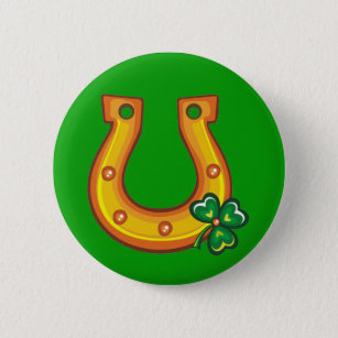Badge Rond 5 Cm Bouton de fer à cheval du jour de St Patrick