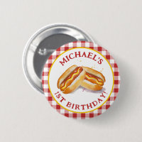 Bouton de fête d'anniversaire de chien chaud - En
