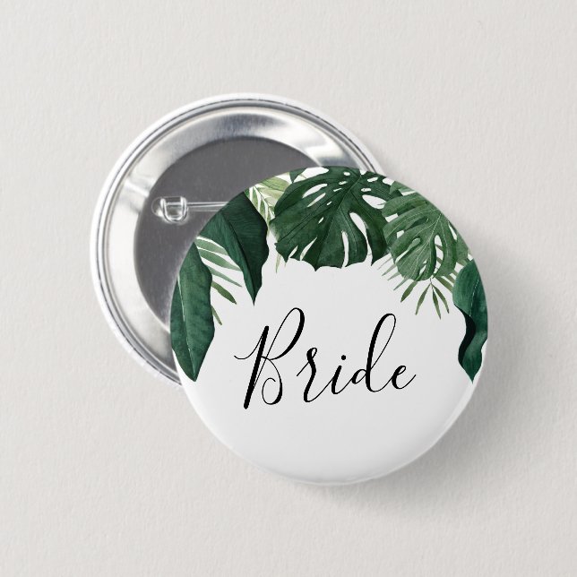 Badge Rond 5 Cm Bouton de fête de la mariée de la Monstera tropica (Devant & derrière)