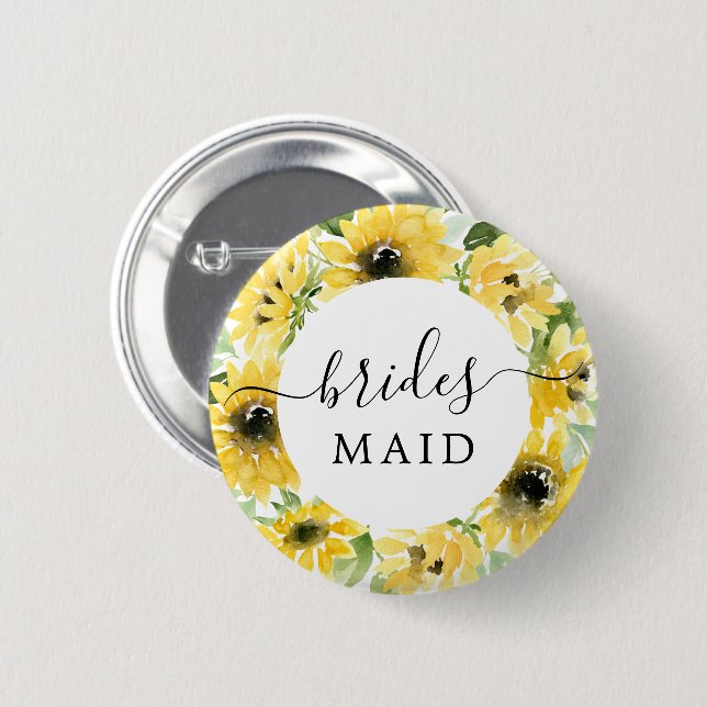 Badge Rond 5 Cm Bouton de fête de mariée du jardin de tournesol (Devant & derrière)