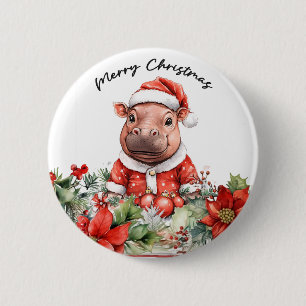 Badge Rond 5 Cm Bouton de fête hippo