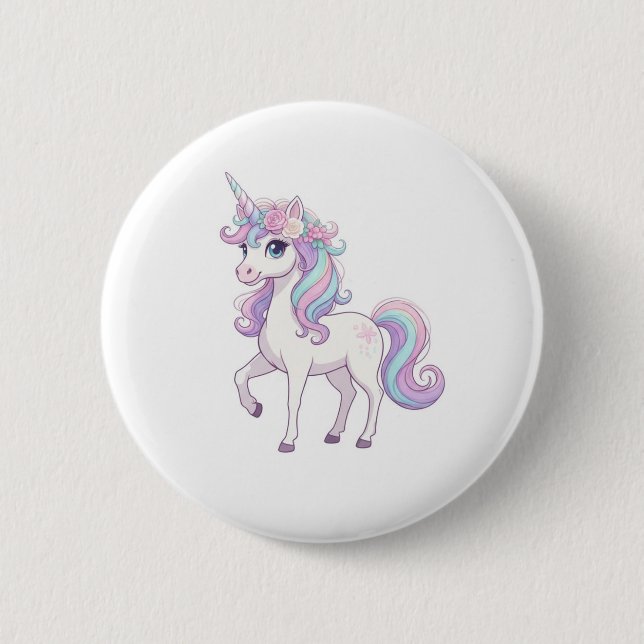 Badge Rond 5 Cm Bouton de fête licorne (Devant)