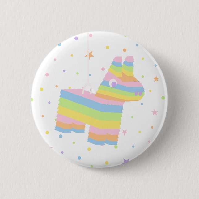 Badge Rond 5 Cm Bouton de Fête Pinata Blanc (Devant)