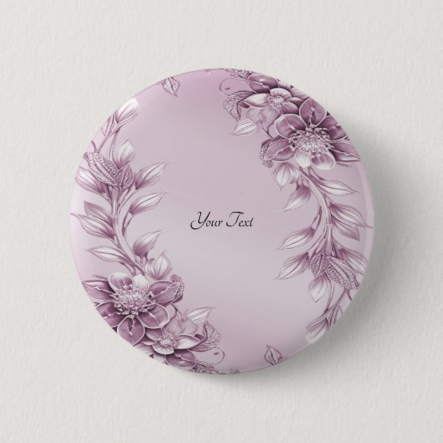 Badge Rond 5 Cm Bouton de feuillage floral rose (Devant)