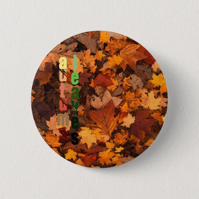 Badge Rond 5 Cm Bouton de feuille d'automne (Devant)