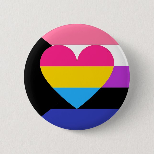 Badge Rond 5 Cm Bouton de fierté de Genderfluid Panromantic (Devant)