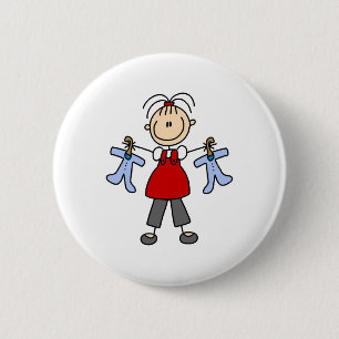 Badge Rond 5 Cm Bouton de figure bâton de bébé attendu
