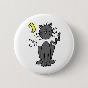 Badge Rond 5 Cm Bouton de figure en bâton de chat noir Halloween
