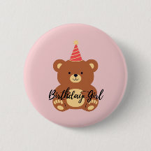Bouton de fille d'anniversaire