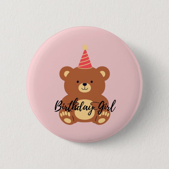 Badge Rond 5 Cm Bouton de fille d'anniversaire (Devant)