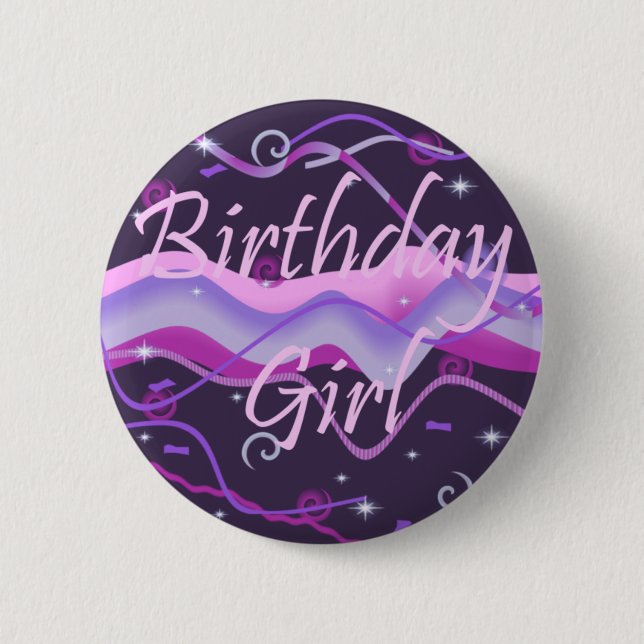 Badge Rond 5 Cm Bouton de fille d'anniversaire (Devant)