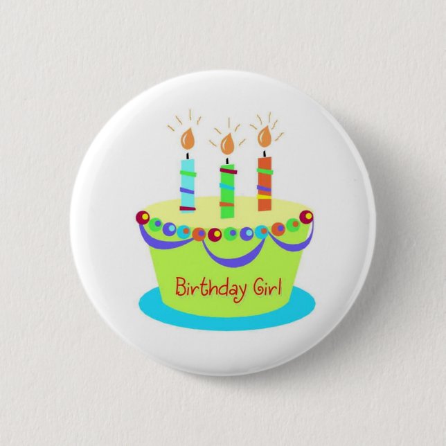 Badge Rond 5 Cm Bouton de fille d'anniversaire (Devant)