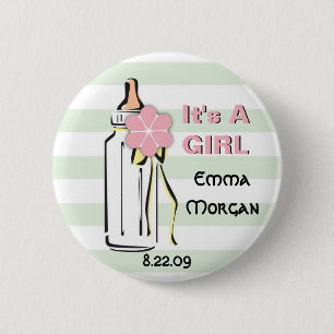 Badge Rond 5 Cm Bouton de fille de bouteille de bébé
