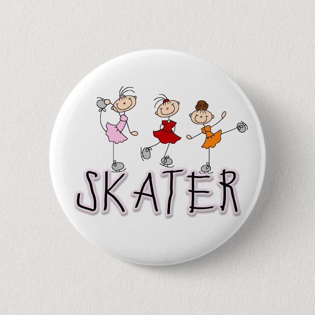 Badge Rond 5 Cm Bouton de fille de patineur (Devant)