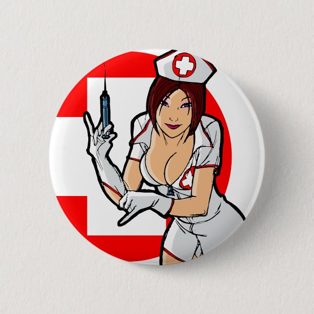 BADGE ROND 5 CM BOUTON DE FILLE D'INFIRMIÈRE (Devant)