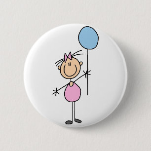 Badge Rond 5 Cm Bouton de fille en bas âge en bonhomme allumette