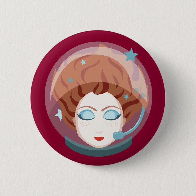 Badge Rond 5 Cm Bouton de fille spatiale astronaute (Devant)