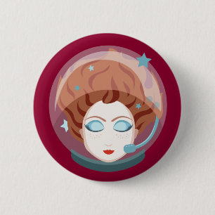 Badge Rond 5 Cm Bouton de fille spatiale astronaute
