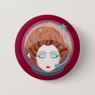 Badge Rond 5 Cm Bouton de fille spatiale astronaute