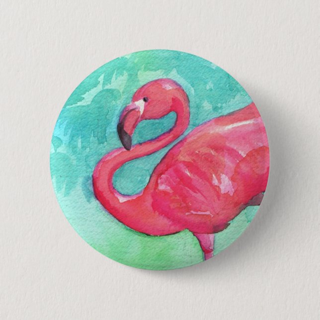 Badge Rond 5 Cm Bouton de Flamant rose (Devant)