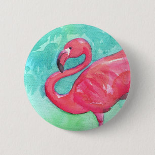 Badge Rond 5 Cm Bouton de Flamant rose
