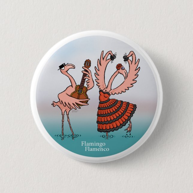Badge Rond 5 Cm Bouton de flamenco de Flamant rose (Devant)