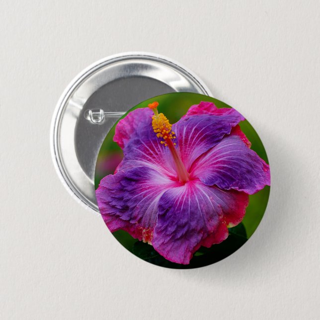 Badge Rond 5 Cm Bouton de fleur de ketmie (Devant & derrière)