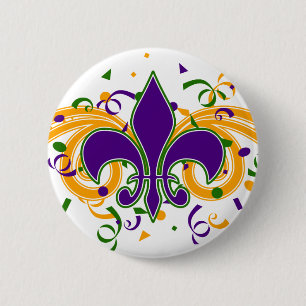 Badge Rond 5 Cm Bouton de Fleur-De-Lis de mardi gras