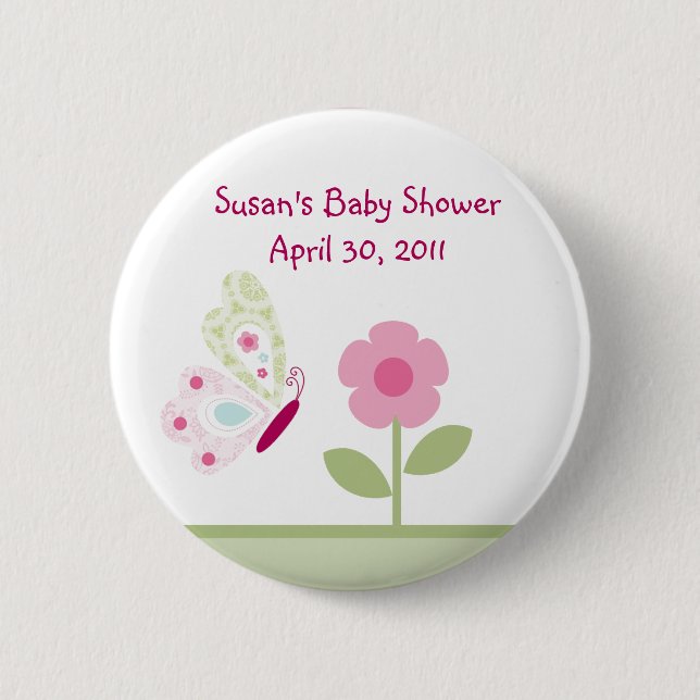 Badge Rond 5 Cm Bouton de fleurs à papillon Bella/Pins (Devant)