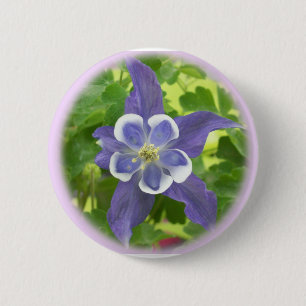 Badge Rond 5 Cm Bouton de fleurs de colonne d'Aquilegia