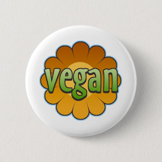 Badge Rond 5 Cm Bouton de fleurs de Vegan (Devant)
