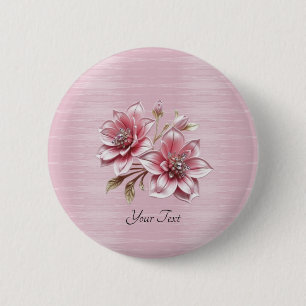 Badge Rond 5 Cm Bouton de fleurs roses modernes