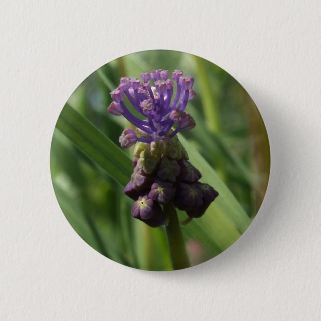 Badge Rond 5 Cm Bouton de fleurs violettes (Devant)