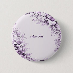 Badge Rond 5 Cm Bouton de fleurs violettes élégantes