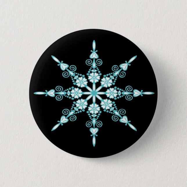 Badge Rond 5 Cm Bouton de flocon de neige (Devant)