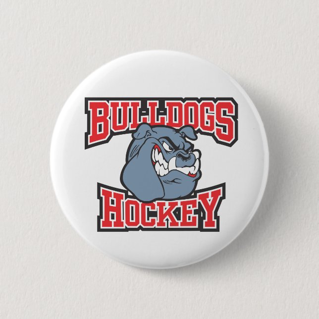 Badge Rond 5 Cm Bouton de fonctionnaire d'hockey de bouledogue (Devant)