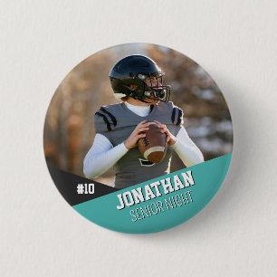 Badge Rond 5 Cm Bouton de football noir bleu pour enfants de l'équ