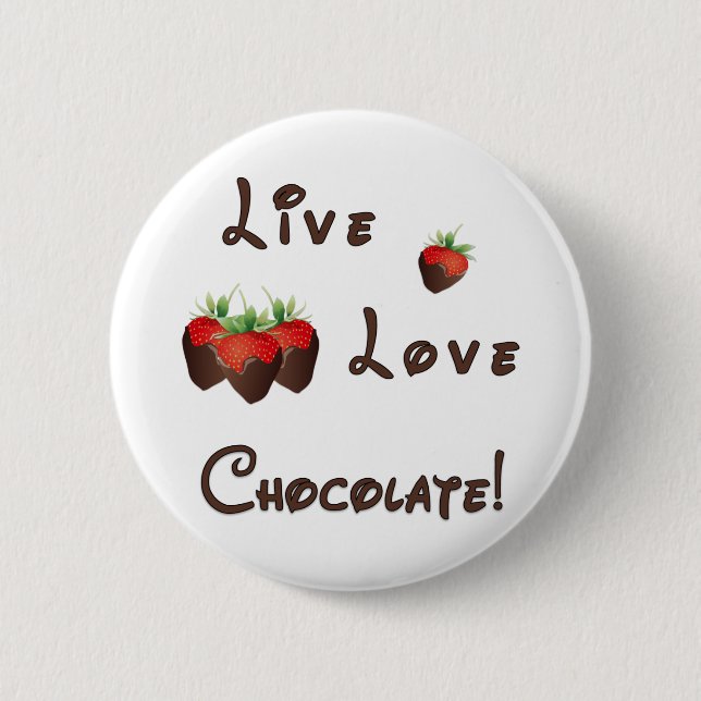 Badge Rond 5 Cm Bouton de fraise de chocolat (Devant)