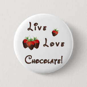 Badge Rond 5 Cm Bouton de fraise de chocolat